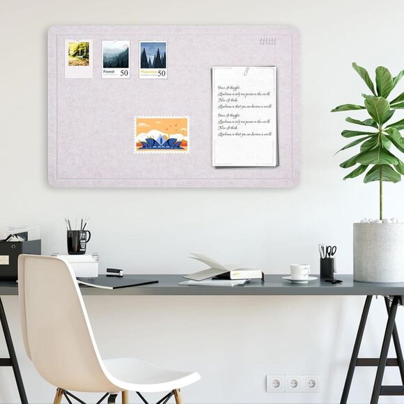 Felt Bulletin Board 35x24 Self-Adhesive Frameless w/ Push Pins Gray - Picture 7 of 8